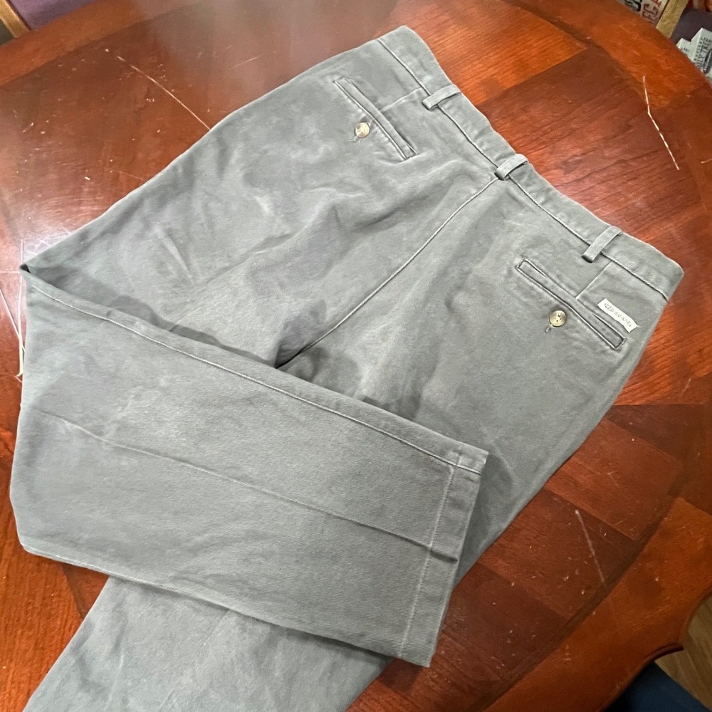 Savane Mens Gray Pleated Chino Pants 100% Cotton Twill Straight Leg 35x31
